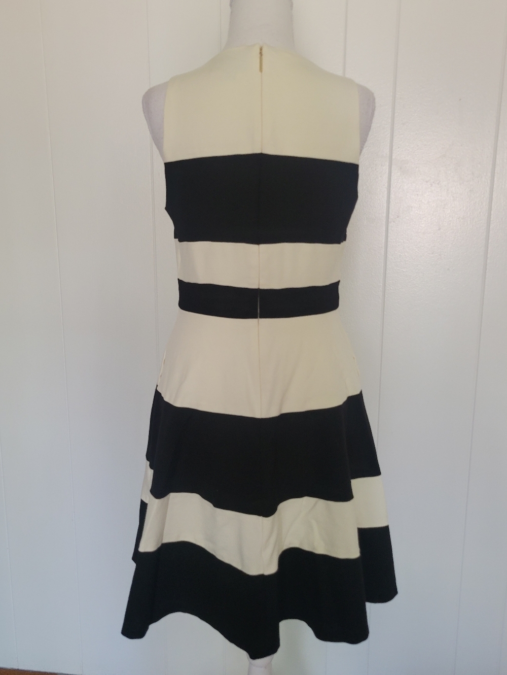Kate Spade New York Striped Ponte A Line Dress Black & White + Pockets Classic M - Picture 9 of 14